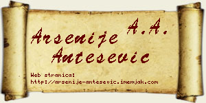 Arsenije Antešević vizit kartica